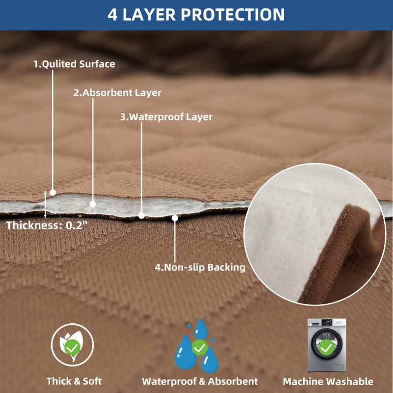 Eismodra Waterproof Recliner Chair Covers for Reclining Couch Slipcovers Seat Cushion Anti-Slip Sofa Cover for Dogs Pets Furniture Protector Washable Brown Set (3 Pieces) - Image 4